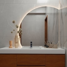 30x30 Cm Asimetrik Led Duvar Aynası Dimmable Dokunmatik, 3000k Günışığı Sarı