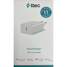 Ttec 2SCS22BL Smartcharger PD 20W Seyahat Hızlı Şarj Aleti - Usb-C - Lightning 150 CM Kablo