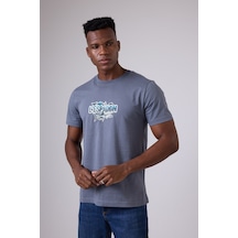 Marıne Tee Deniz Temalı Ribana Bisiklet Yaka Pamuk T-shirt-3137 Mavi