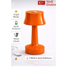 Zenlight Metal Dokunmatik Şarjlı Masa Lambası Turuncu