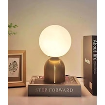 Modern Tasarım Venüs Abajur Beyaz Glop Camlı Kablolu Tak Çalıştır Masa Lambası Eskitme Gold Sarı 3 Gold