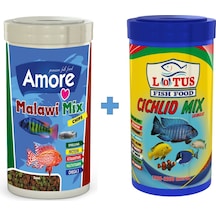 Malawi Mix Chips 1000ml ve Cichlid Mix 1000ml Kutu Balık Yemi