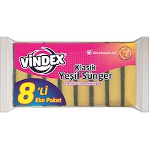 Vindex Klasik Yeşil Sünger Düz 8'Li (S)