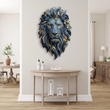 Aslan Başı Mavi-altın - Metal Tablo - Dec0125 51 X 80 Cm Çok Renkli