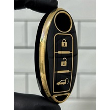 Gma Keys Lüx Nissan Micra Juke Qashqai Note Navara Pulsar X Trail Smart Nano Anahtar Kılıfı Siyah Gold