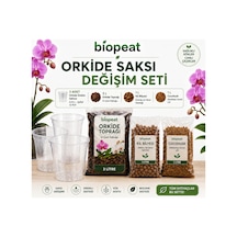 Orkide Saksı Değişim Seti 3 Adet Şeffaf Saksı 3 Litre Orkide Toprağı 1 Litre Kil Bilyesi 1000