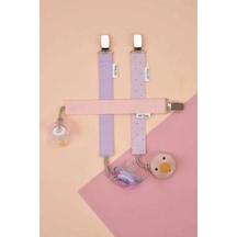 E&f Store 3'lü Emzik Askısı Seti - Lila - Toz Pembe - Puantiyeli Lila Çok Renkli