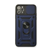 Newface Apple İphone 11 Pro Kılıf Pars Lens Yüzüklü Silikon - Lacivert