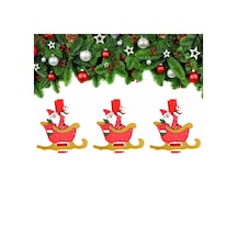 Yılbaşı Kızak Motifli Noel Baba Dekoratif Mandal 6'lı