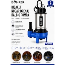 V1300df Bıçaklı Rögar Drenaj Dalgıç Pompa 1.7 Hp 400 L/dak Foseptik, Kirli Su Ve Atık Su Tahl