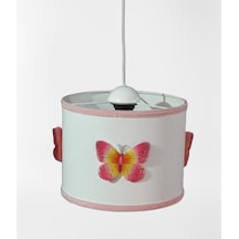 Pembe Kelebekli Beyaz Pvc Kız Çocuk Odası Avizesi