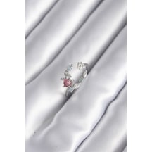 Pirinç Gümüş Renk Zirkon Taş Detay Kadın Yüzük