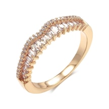 Kinel Doğal Zirkon Tam Kaplamalı Yüzükler Kadınlar Için Lüks Gül Altın Renk Güzel Takı 8 Rose Gold