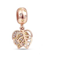 Nur Silver Rose Yaprak Gümüş Charm Nur-bl12444