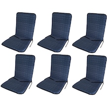Sandalye Minderi Büyük Arkalıklı Yıkanabilir 6'lı Mavi 4 Cm Sünger