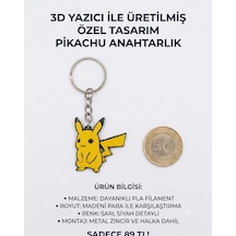 3d Yazıcı İle Üretilmiş Özel Tasarım Pikachu Anahtarlık Sarı - Siyah