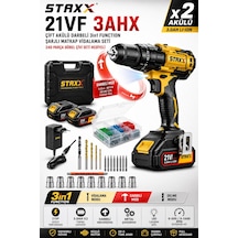 Staxx X2akülü Darbeli Şarjlı Matkap Vidalama 3in1 Function Metal Şanzıman 240 Parça Dübel Çantalı