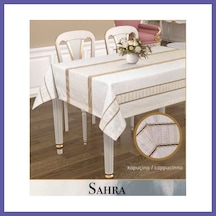 Bezos 160x260 Cm Kapicino Sahra Polyester Ajurlu Keten Tablecloth Şık Masa Dekoru Nıda