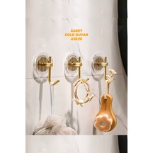 3 Adet Gold Duvar Askısı - Güçlü Yapışkanlı Vida Gerektirmez Gold