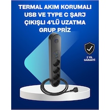 Akıllı Akım Dengelemeli 4'lü Çoklu Priz Type-c Ve Usb Çıkışlı 0