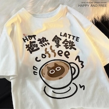 Startmore Beyaz Sıcak Latte Kahve Kedi Komedi Bahar Kedi Omuz Damla Japon Tarzı Çift Beyaz