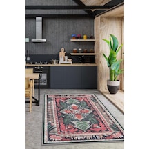 Homshtag Art Deco Soyut Bitki Temalı Halı Dijital Baskı Yeşil Kahve Renkli Rustik Çiçekli Halı Çok Renkli