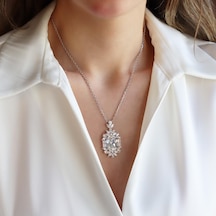 Okyanusun Kalbi Baget Sky Diamond Gümüş Kolye Gümüş