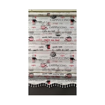 Coffe Desenli Boncuklu Zebra Stor Mutfak Perdesi Beyaz - 97265330 Beyaz