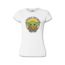 Baby Yoda - Strong Beyaz Kadın Tshirt 001 Baby Yoda - Strong Beyaz Kadın Tshirt 001