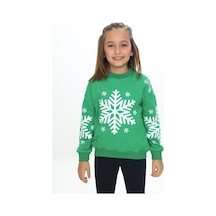 Toontoy Kız Çocuk Baskılı Sweatshirt Çimen Yeşili