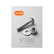 1/4x50 Mm Yuvarlak Başlı Kasa Civatası + Somun + Pul 10 Takım