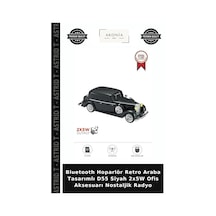Bluetooth Hoparlör Retro Araba Tasarımlı D55 Siyah 2x5w Ofis Aksesuarı Nostaljik Radyo