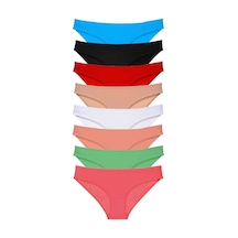8 Adet Süper Eko Set Likralı Kadın Slip Külot Set 5 Çok Renkli