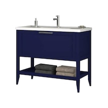 Orka Bastle 100 CM Mat Lacivert Banyo Dolabı Alt Modül ve Lavabo Lacivert