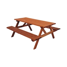 Ahşap Piknik Masası Ormancı Masası 6 Kişilik Teak Rengi Çok Renkli