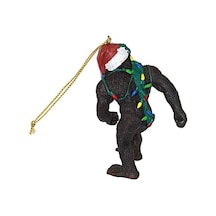 Bigfoot, Yeti Sabta'nın Şapkalı Komik Ağacı Dekorasyonu, Poliresin, Tam Renkli, 7,5 Cm