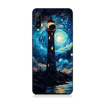 Huawei P30 Lite Uyumlu Ay Işığında Yalnız Deniz Feneri Desenli Silikon Kılıf
