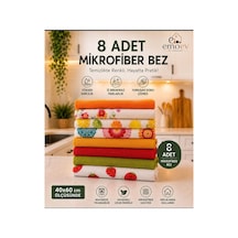 8 Adet Mikrofiber Mutfak Kurulama Bezi 40x60 Cm Leke Bırakmaz Desenli Temizlik Bezi Seti Diğer