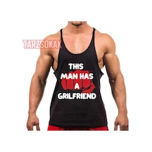 Tarzsokak Gym Tank Top Fitness Sporcu Atleti Bu Adamın Bir Kız Arkadaşı Var Siyah
