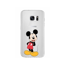 Samsung Galaxy Uyumlu S7 Kapak Mickey Mouse Tasarımlı Şeffaf Silikon Kılıf Şeffaf