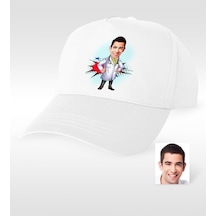 Kişiye Özel Bay Doktor Karikatür Beyaz Şapka - 2