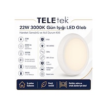 22w 3000k Gün Işığı Led Glob Hareket Sensörlü Ve Acil Durum Kitli Beyaz Armatür Ip 20 2000lm Diğer