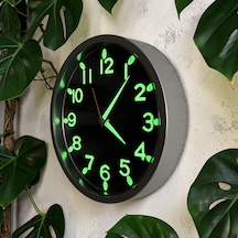 Fosforlu 3d Rakam Çocuk Odası Küçük Mini Duvar Saati Gümüş Siyah Çap 22 Cm