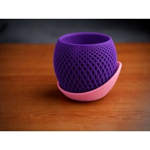 3d Baskı Küre Saksı - Kafes Dokulu İki Parçalı Dekoratif Saksı - Mor-pembe 82982261