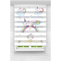 Perdeoutlet38 Baskılı Renkli Gökkuşağında Kedi Dijital Baskılı Zebra Perde-cocuk Odası-stor Perde Model:pz-2547 Çok Renkli