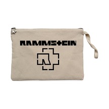 Rammstein Logo 5 Krem Clutch Astarlı Cüzdan / El Çantası Krem