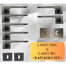 Stilo Inox 5 Adet Oda 2 Adet Wc Kare Rozetli Kapı Kolu Set - Stılo Inox 5+2