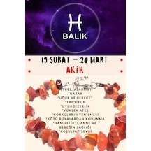 Gümüştel El Sanatları Sertifikalı Burç Taşı Balık Burcu Akik Taşı Bileklik Turuncu