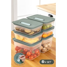 Vienev 6'lı Hava Kanallı Ayarlanabilir Sebze Ve Meyve Saklama Kabı 4x 1,15 Lt 2x 2,35 Lt Yeşil Yeşil