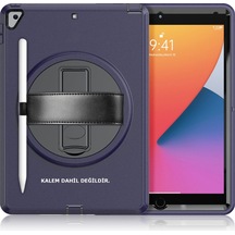 İpad 10.2 7.nesil Kılıf Hand Strap Tablet Kılıfı - Lacivert Diğer